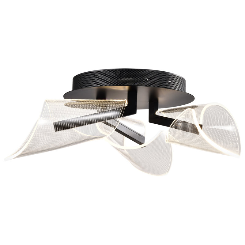 Okan   - 22 Inch LED Flush Mount - Matte Black - Silk Screened Acrylic Lens