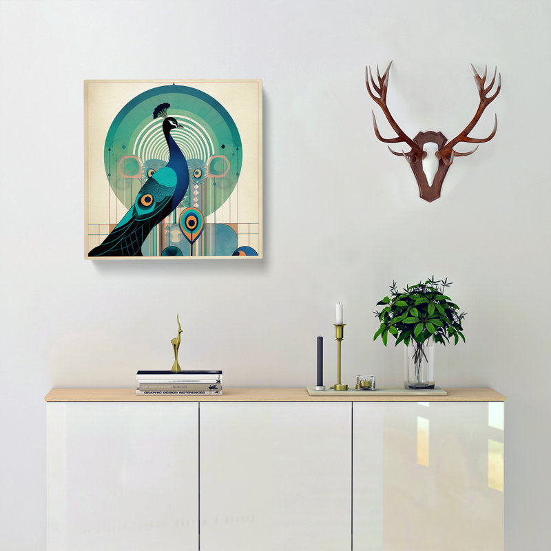 Peacock Bauhaus No.2 - No Frame Print, 50cm H x 50cm W x 3cm D