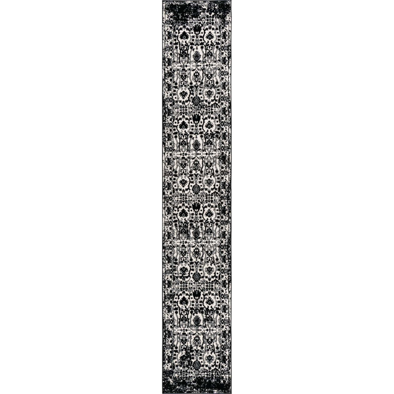 Ortilio Oriental Area Rug, Runner 2'2" x 12', Black