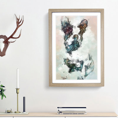 French Bulldog Dog Stencil in Abstract - Picture Frame Painting Print