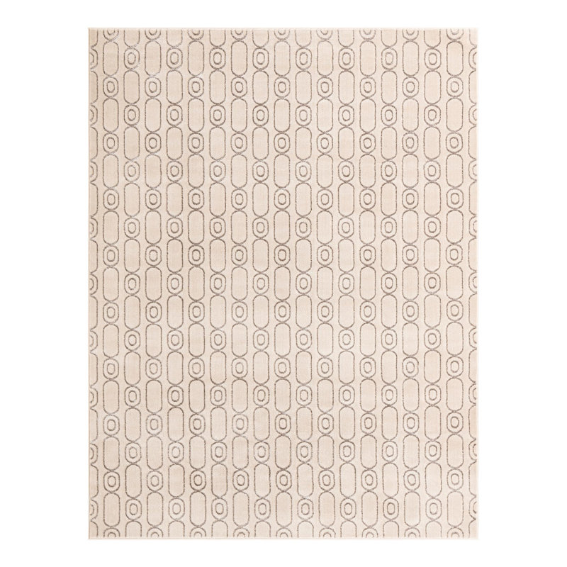 Latitude Run® Column Nikica Rug White and Silver, Rectangle 7'10" x 10'