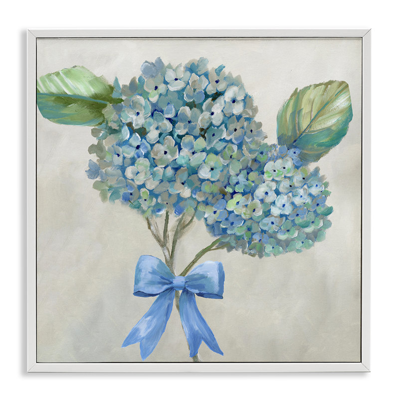 «Hydrangea Beauty & Bow», estampe numérique, design par Nan, H 12 po x l 12 po, Estampe numérique encadrée blanc bord de mer