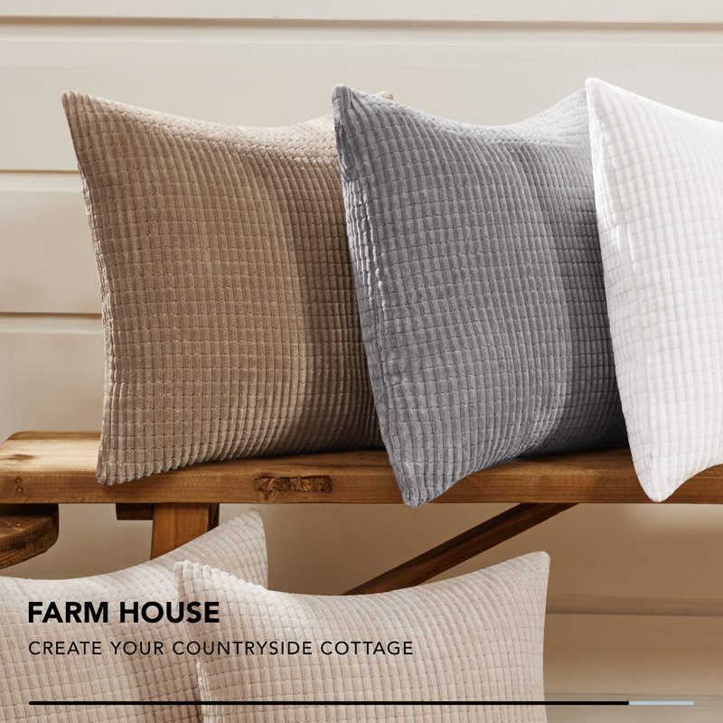 Deconov Ribbed Corduroy Square Throw Pillow Covers (Set of 2), 16" x 16", Tan