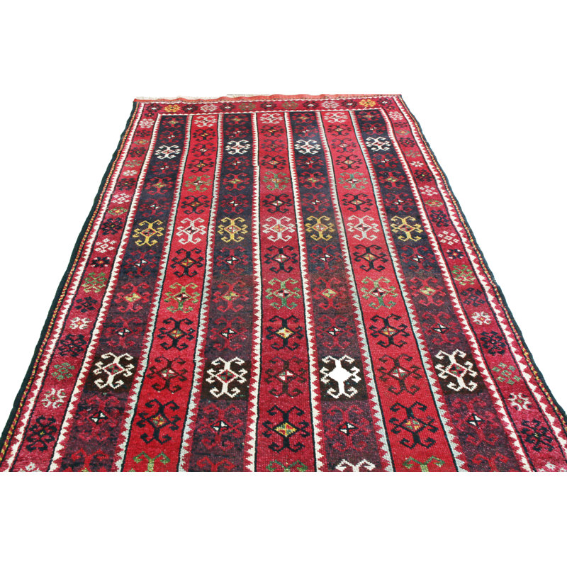 Wool Abstract Area Rug in Red