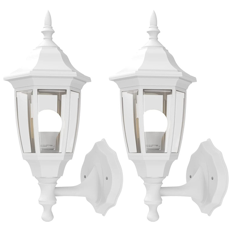 Exterior Motion Wall Sconces Outdoor 2-Pack, White