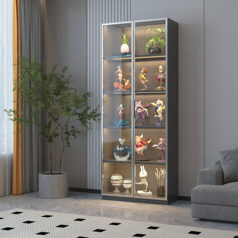 Armoire de rangement en verre à double porte avec bande lumineuse pour le salon Best Design New Design