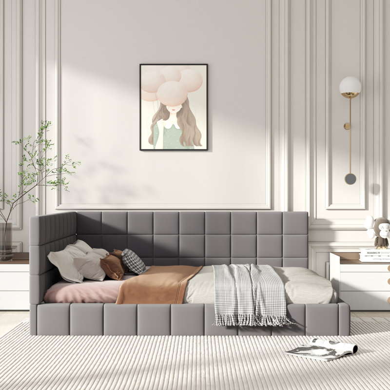 Wasili Upholstered Platform Bed, Gray