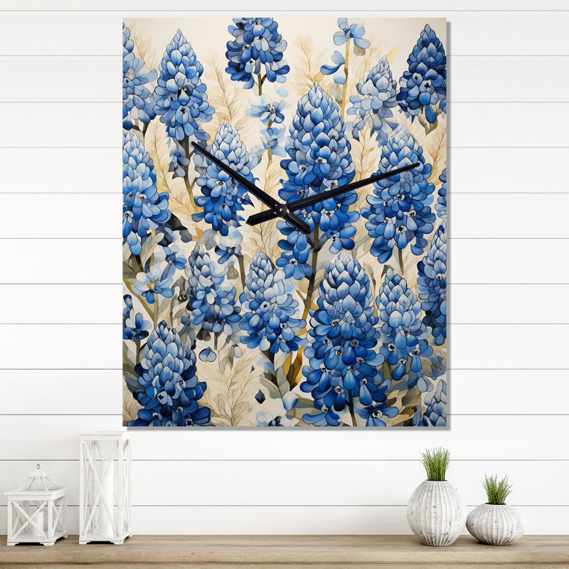 Elegant Blue Bonnets Meadow I - Horloges murales Blue Bonnets, Très grand