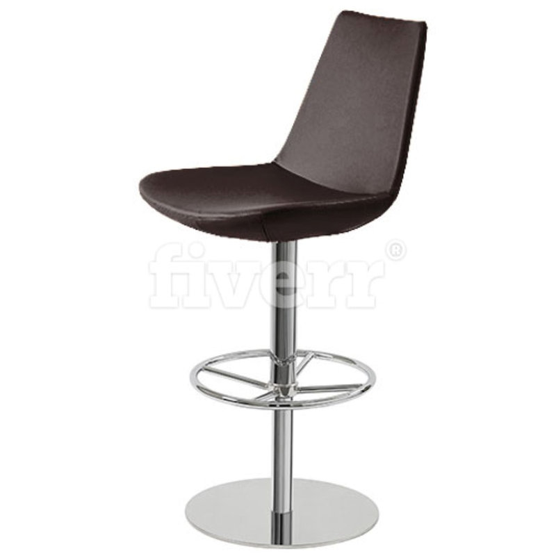 Tabouret de bar Shinkle, Similicuir orange pastel, Acier inoxydable