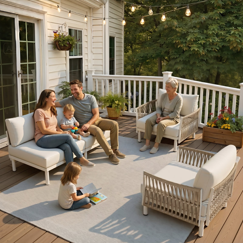 Ensemble de canapé modulaire d'extérieur pour 4 personnes 4 personnes , Beige