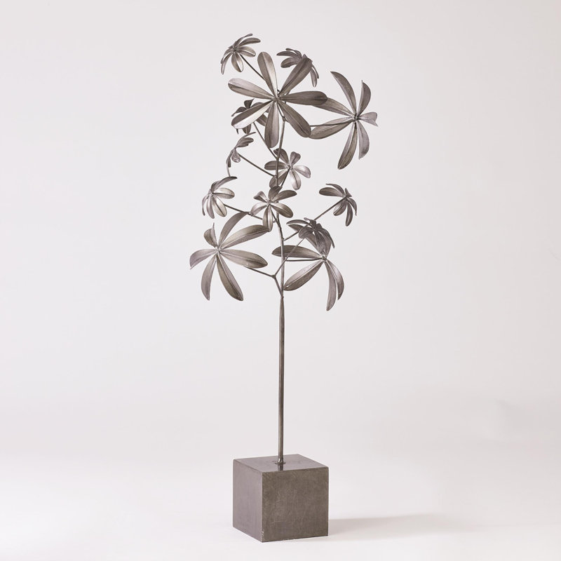 Gray Handmade Iron Dieffenbachia Plant Sculpture