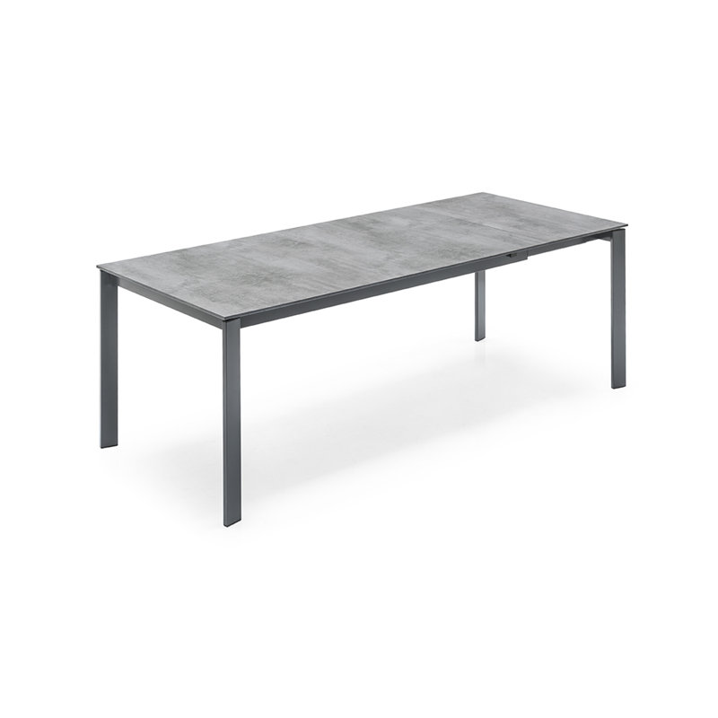 Eminence Extendable Solid Wood Dining Table, Matte Optic White, 35.5" W x 51.25" L, Beton Gray Melamine