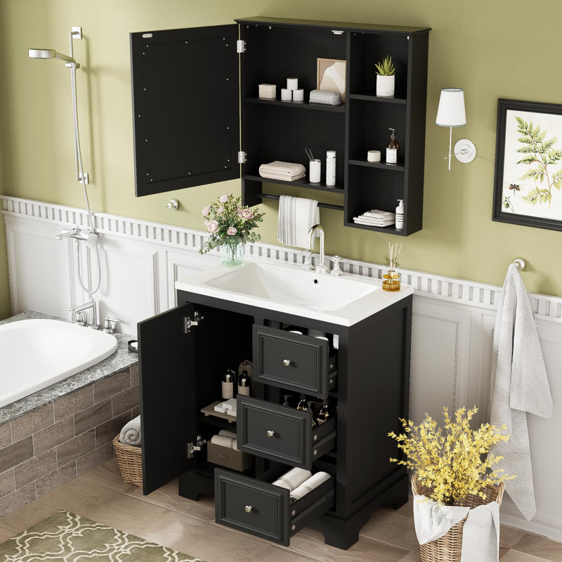Ensemble de meuble-lavabo 30 po, Noir