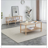 Modern 2-Tier TV Stand for Living Room Furniture,Rectangular Centre Table with Open Storage Shelf,Rounded Rubberwood legs,Stable and Durable,Easy Assembly