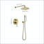 10-Inch Wall Mounted Rain Shower System with Handheld, Brushed Gold
