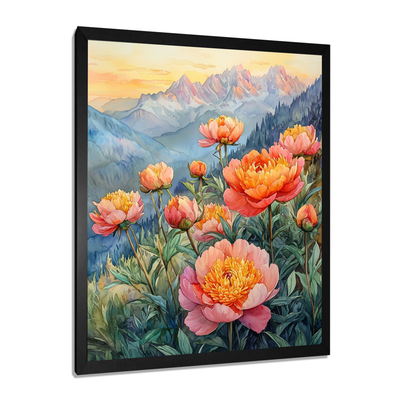 Ketcham - Floral Wall Art Prints, H 40 po x l 30 po, Noir, noir, noir, noir, Reproduction encadrée sans passe-partout
