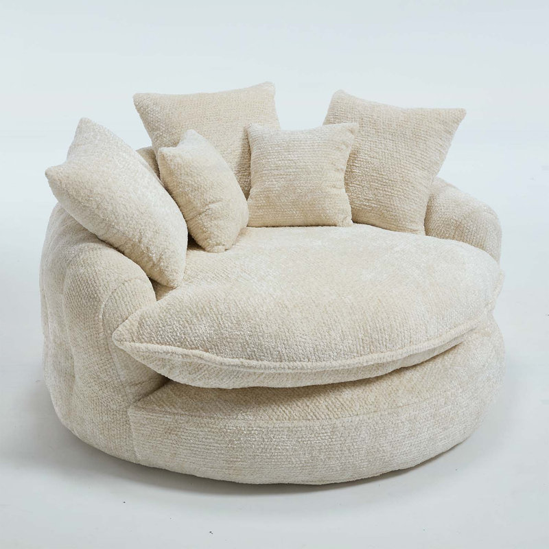 Fauteuil de 55 po de long en mousse de polyester, canapé-lit rond surdimensionné pour le salon, la détente et les salles de projection