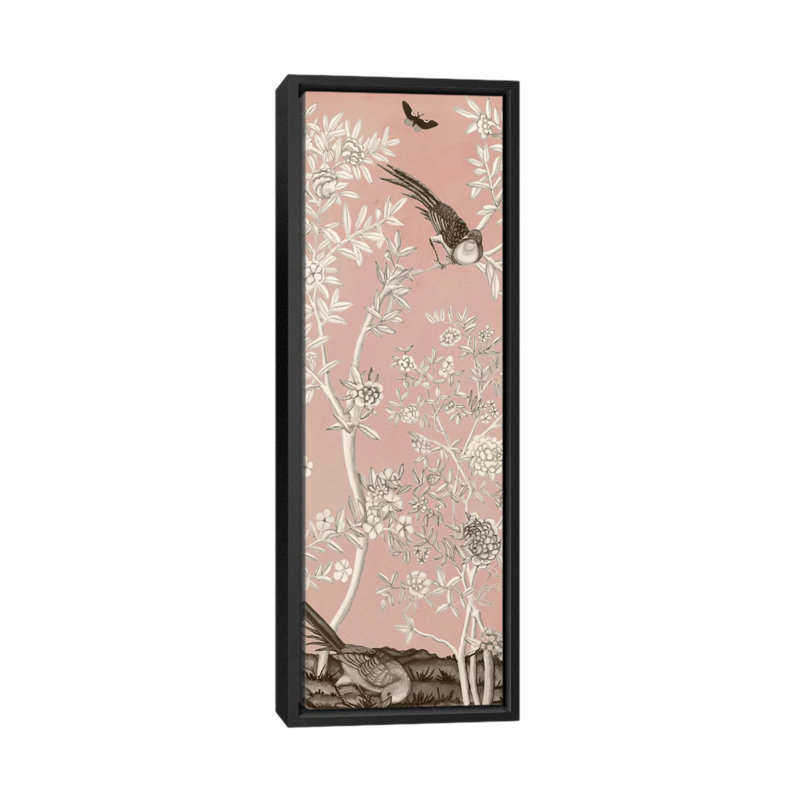 «Blush Chinoiserie II», impression sur toile, H 36 po x l 12 po x P 1,5 po, Toile avec cadre noir
