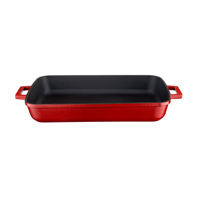 Plat à rôtir rectangulaire en fonte émaillée 16 pouces Lava Series, Rouge