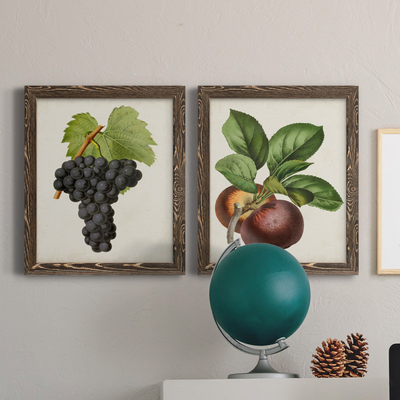 Antique Fruit VIII - Ensemble de 2 reproductions d'art sur toile, H 24 po x l 36 po x P 1,5 po, Toile avec cadre en noyer