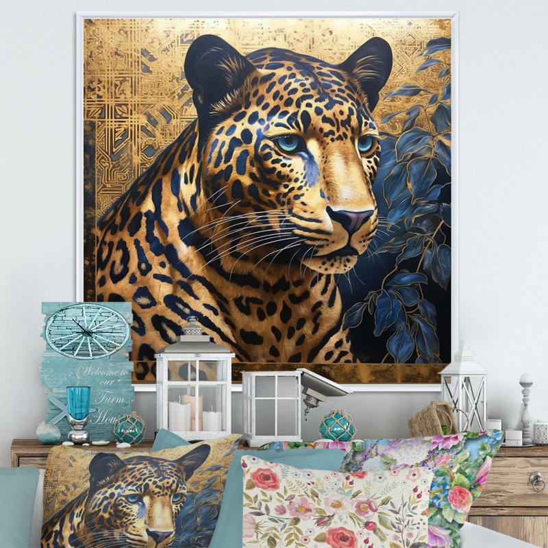 «Leopard Grace V», reproduction sur toile, H 24 po x l 24 po x P 1 po, Cadre flottant blanc