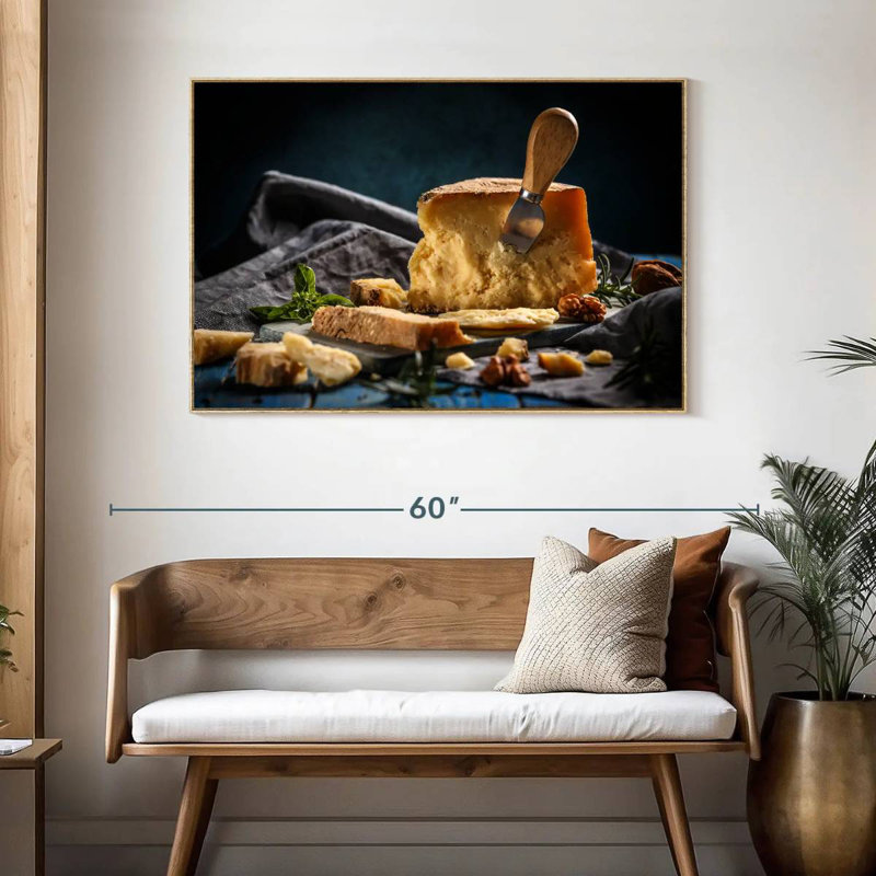 Chunks Of Parmesan, Floating Frame Natural Wood, 46" X 31"
