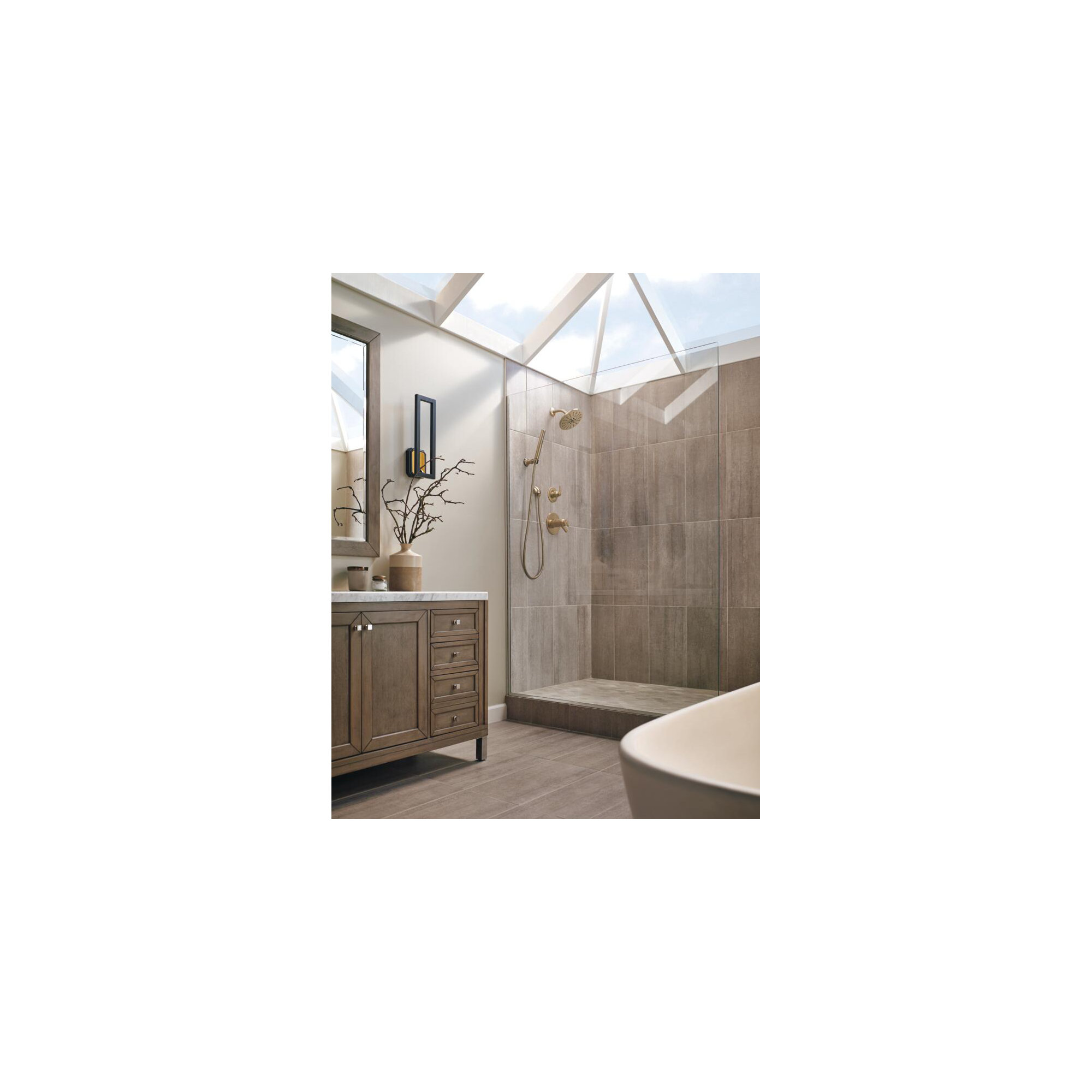 Trinsic Thermostatic Fixed Shower Head, Brilliance Champagne Bronze