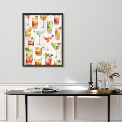 Impression d'art mural encadré à motif de cocktail coloré - Mixed Drinks Design Kitchen Bar