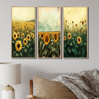 Été tournesol pré dans la prairie I - Collection d'art mural traditionnel