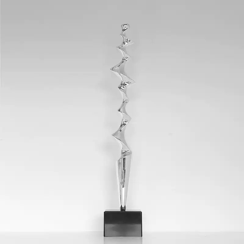 Sculpture étape par étape, escalade vers le haut en marbre de résine abstraite, Argent argent