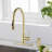 Stainless Steel Pull Down Kitchen Faucet With Soap Dispenser Brushed Gold-117581134