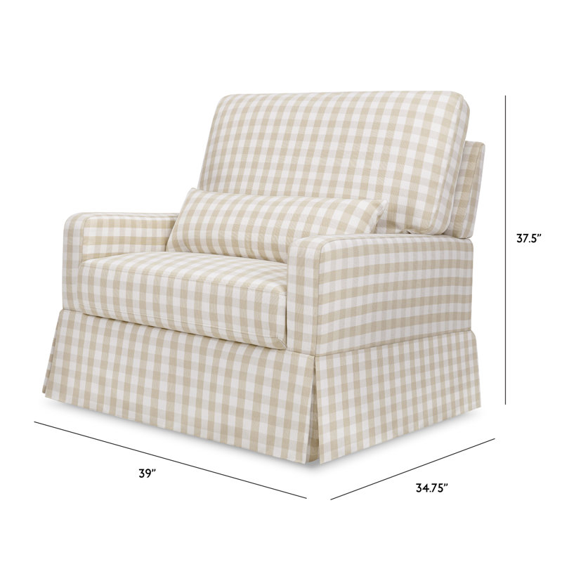 Crawford Pillowback Chair and a Half Upholstered Swivel Glider, Tan 