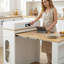 Table de salle à manger pliable avec roulettes cachées et prise de courant multi-ports - Solution d'îlot de cuisine polyvalente-54752915
