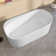 63 in. x 31.5 in. Freestanding Solid Surface Soaking Bathtub Matte White Stand Alone Tub with Drain