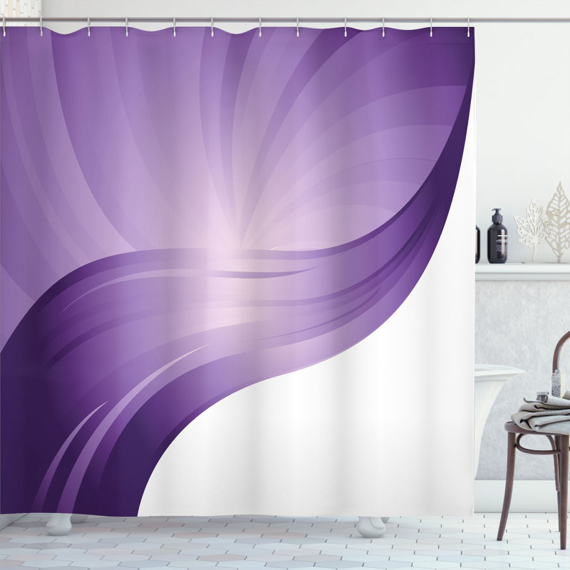 Shower Curtain with Hooks Included, Violet White, 70"H x 69"W