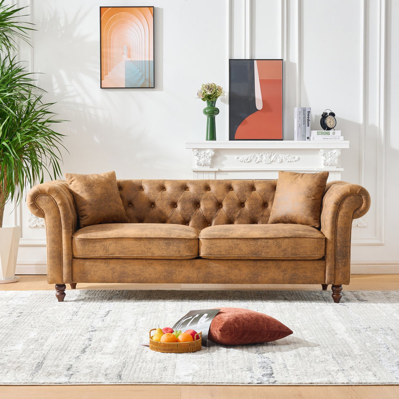 Canapé brun 83 po Mid Century, Brown