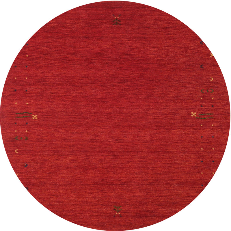 Tapis de zone rouge contemporaine, Rond 7 pi