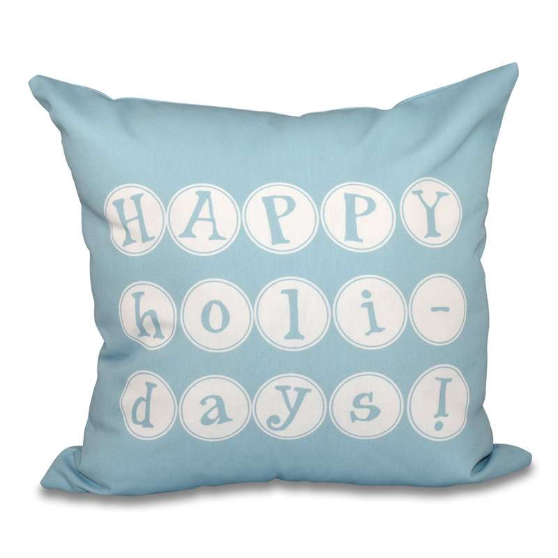 Housse carrée pour coussins de fêtes joyeuses, H 26 po x l 26 po, Bleu pâle