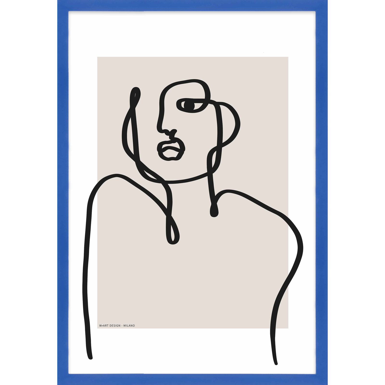 Romina Gadler "Figure and Form 1" Print, 30" H x 21" W x 1.25" D, Blue Framed Paper