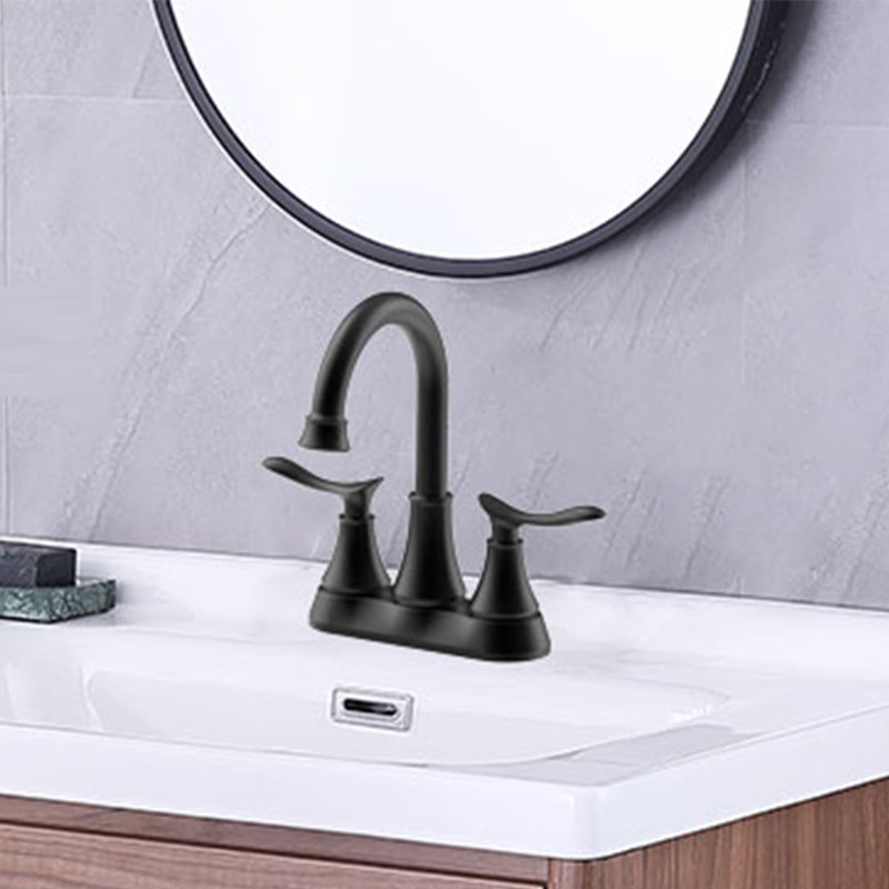 Centerset 2-handle Bathroom Faucet with Drain Assembly, Matte Black