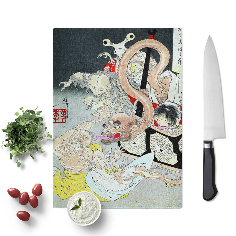 Tempered Glass Pandoras Box by Tsukioka Yoshitoshi Chopping Board, 28.5 cm x 39 cm