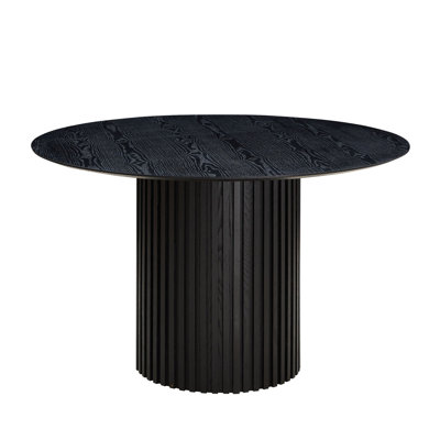 46.45 Inch MDF Dining Table For Dining Room Round Dinner Tables Mid-Century Modern Table BLACK