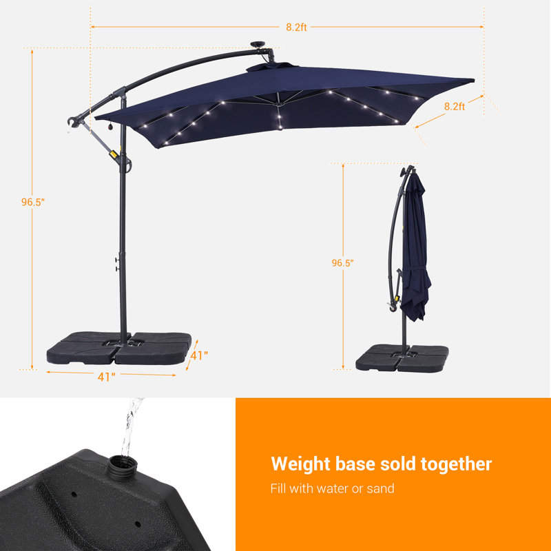 Parasol en porte-à-faux 98,4 po Dailan, Bleu marine