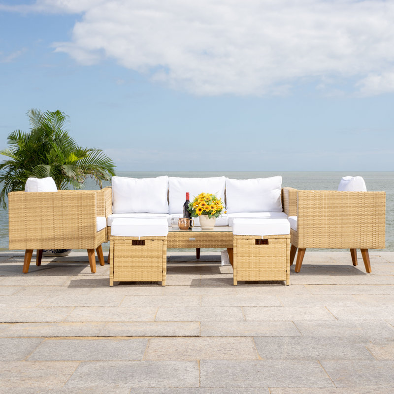 Chilton 7 - Person Patio Conversation Set with Cushions, Natural