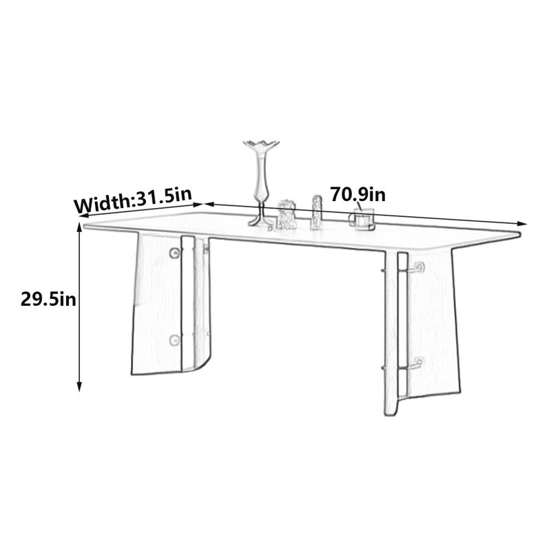 Table rectangulaire française en ardoise rétro, H 29,5 po x L 70,9 po x l 31,5 po
