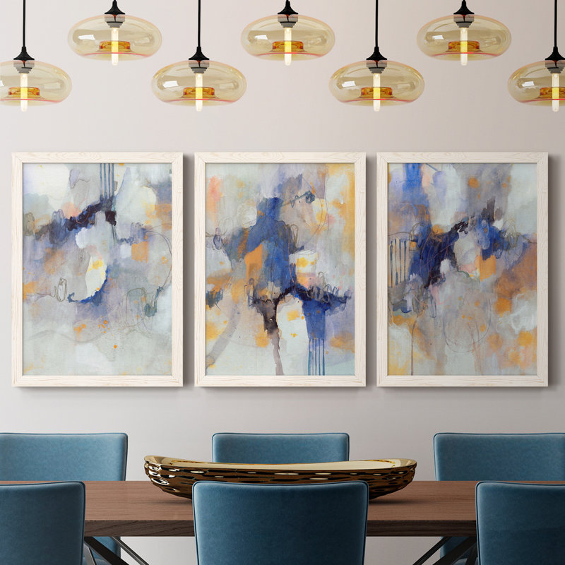 Woodland Whisper I - Ensemble de 3 peintures sur toile encadrées, Blanc, H 37,5 po x l 82,5 po x P 1,5 po