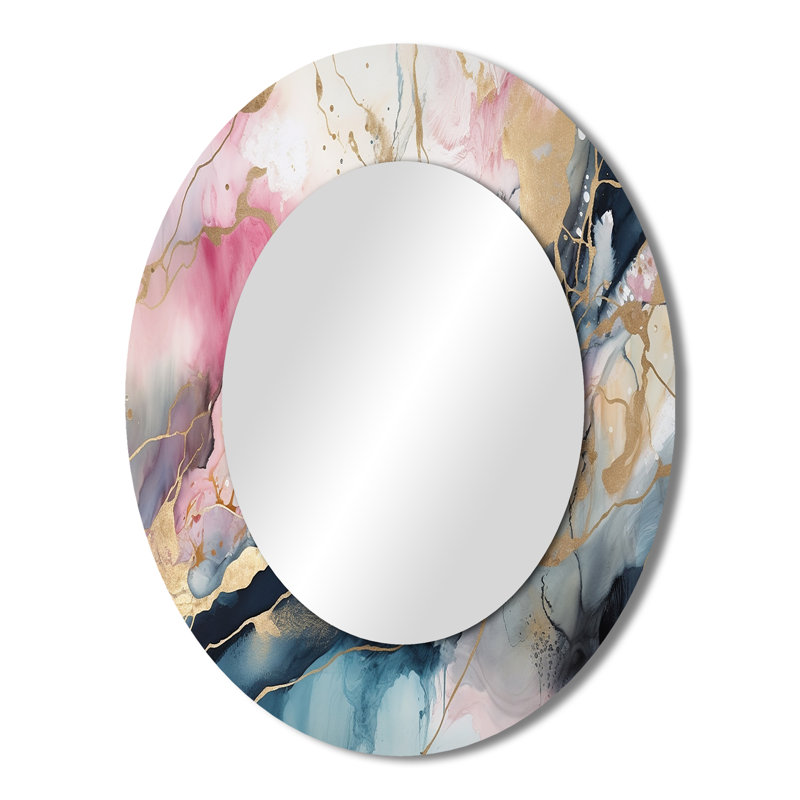 Exploration des profondeurs de la géode bleue I - Miroir mural moderne ovale, 43 po x 33 po