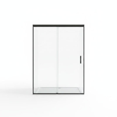 Porte de douche coulissante double semi-sans cadre, verre trempé avec film antidéflagrant, revêtement imperméable, support réversible pour la salle de bain