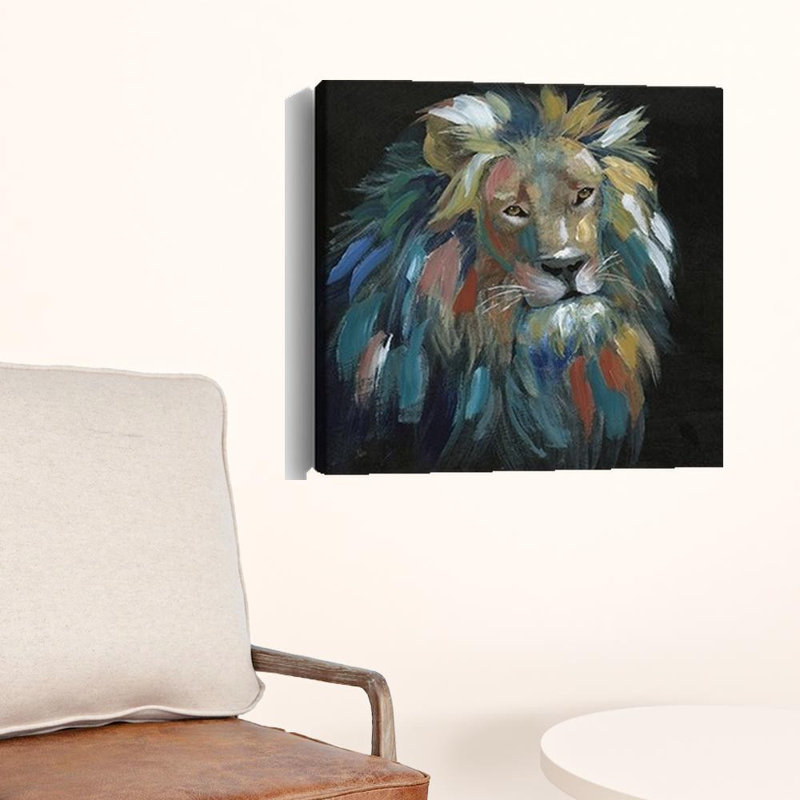 «Painted Lion Portrait», impression murale sans cadre