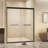 Tempered Glass With Explosion Proof Film, Aluminum Frame Double Sliding Shower Door, "1/4 (6 Mm), Stainless Steel Handle-118574513